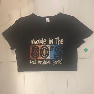 Black 'Made in the 80's' Cropped T-Shirt